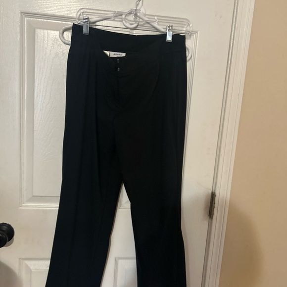 AKRIS PUNTO Wool Trouser Dress Pants Womens 8 Black Straight Leg Pockets NICE - Picture 1 of 5